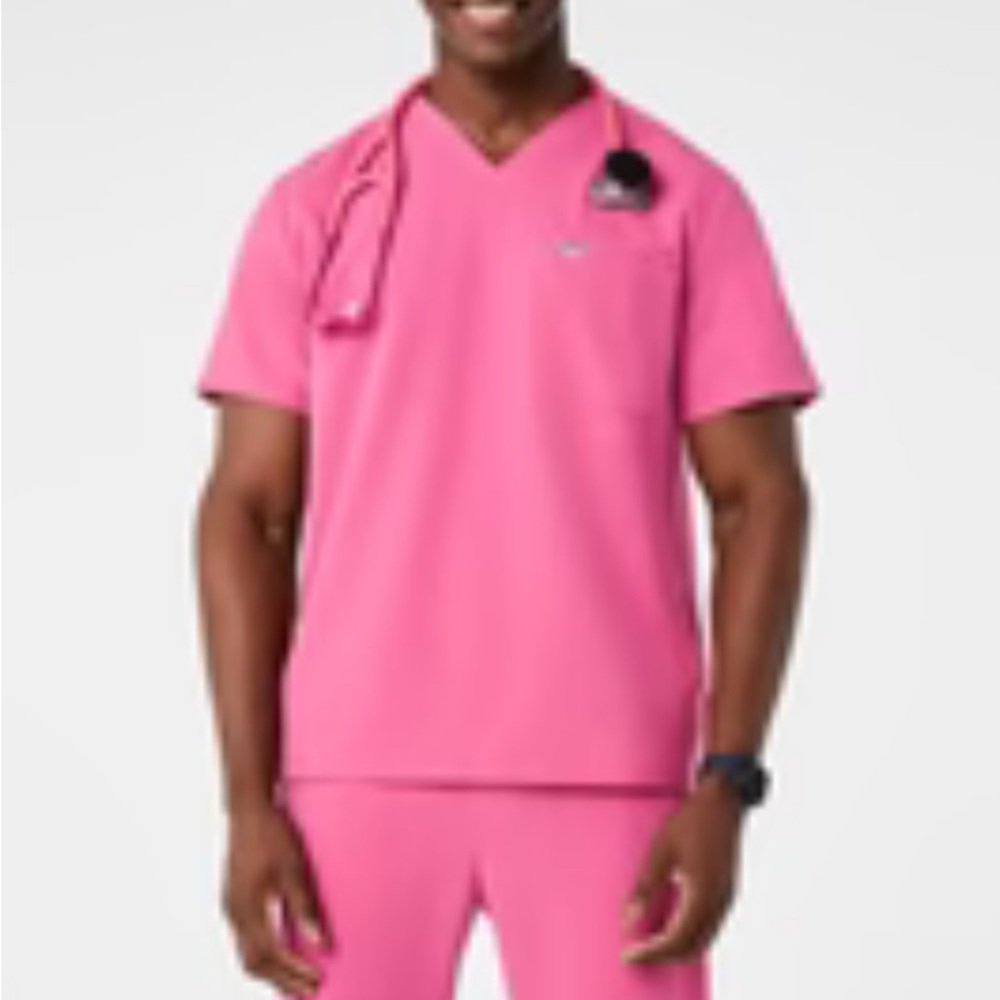 Figs F-ing Pink Mens Chisec Three-Pocket Scrub Top™ Size Small.